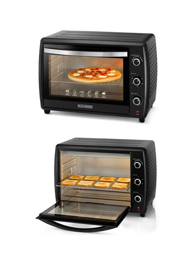 Toaster Oven, Adjustable 90-230°C Thermostat, Double Grill with Convection, Glass Door for Safety, Rotisserie Function, Anti-Rust Stainless Steel Interior, 70 L 2200 W TRO70RDG-B5 Black