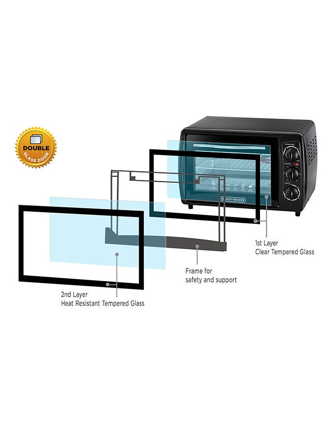Electric Oven Multifunction With Double Glass And Rotisserie For Toasting/Baking/Broiling 19 L 1380 W TRO19RDG-B5 Black