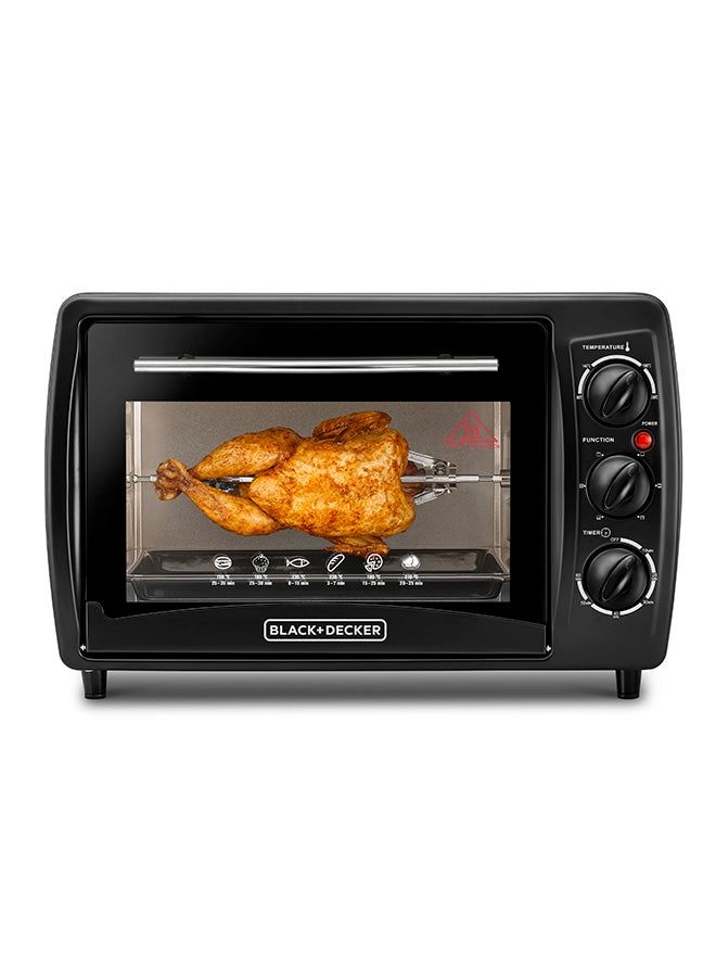Electric Oven Multifunction With Double Glass And Rotisserie For Toasting/Baking/Broiling 19 L 1380 W TRO19RDG-B5 Black