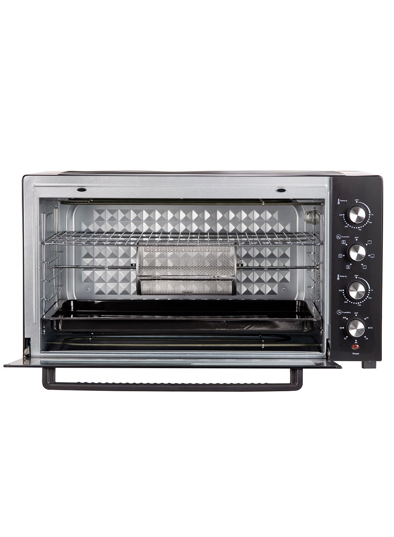 Multi-function Oven | Inside Lamp | 60-Minute Timer, Rotisserie Function, Convection Function, 2 Years Warranty, 7 Stage Heating Selector, Oven With Upgraded Easy Clean Enamel Cavity 150 L 2800 W GO34055 Black