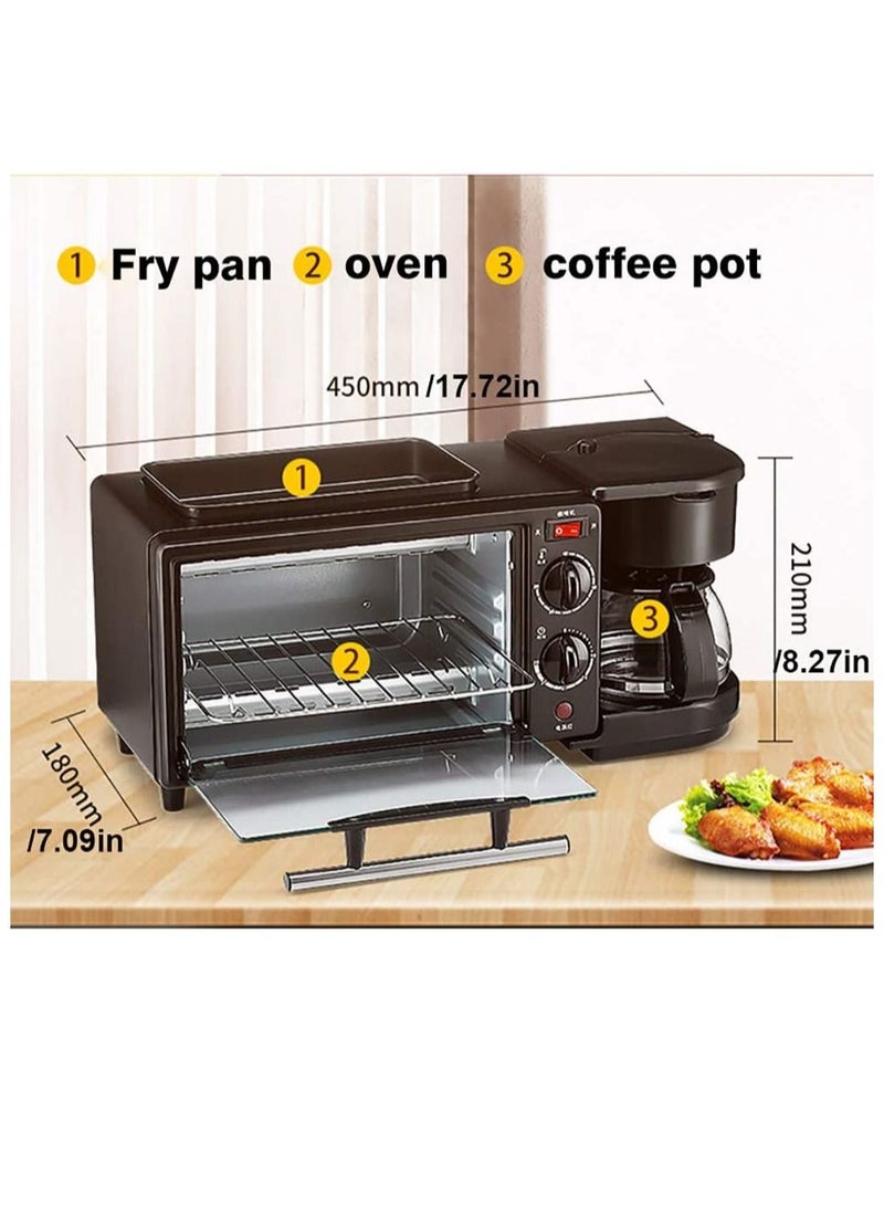 Breakfast machine multifunctional Mini Oven Multi Function Three In One Breakfast Machine 9L Small Portable Electric Grill Adjustable Temperature Control Timer 650W Multi Cooking