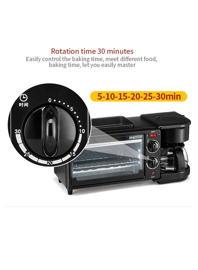 Breakfast machine multifunctional Mini Oven Multi Function Three In One Breakfast Machine 9L Small Portable Electric Grill Adjustable Temperature Control Timer 650W Multi Cooking