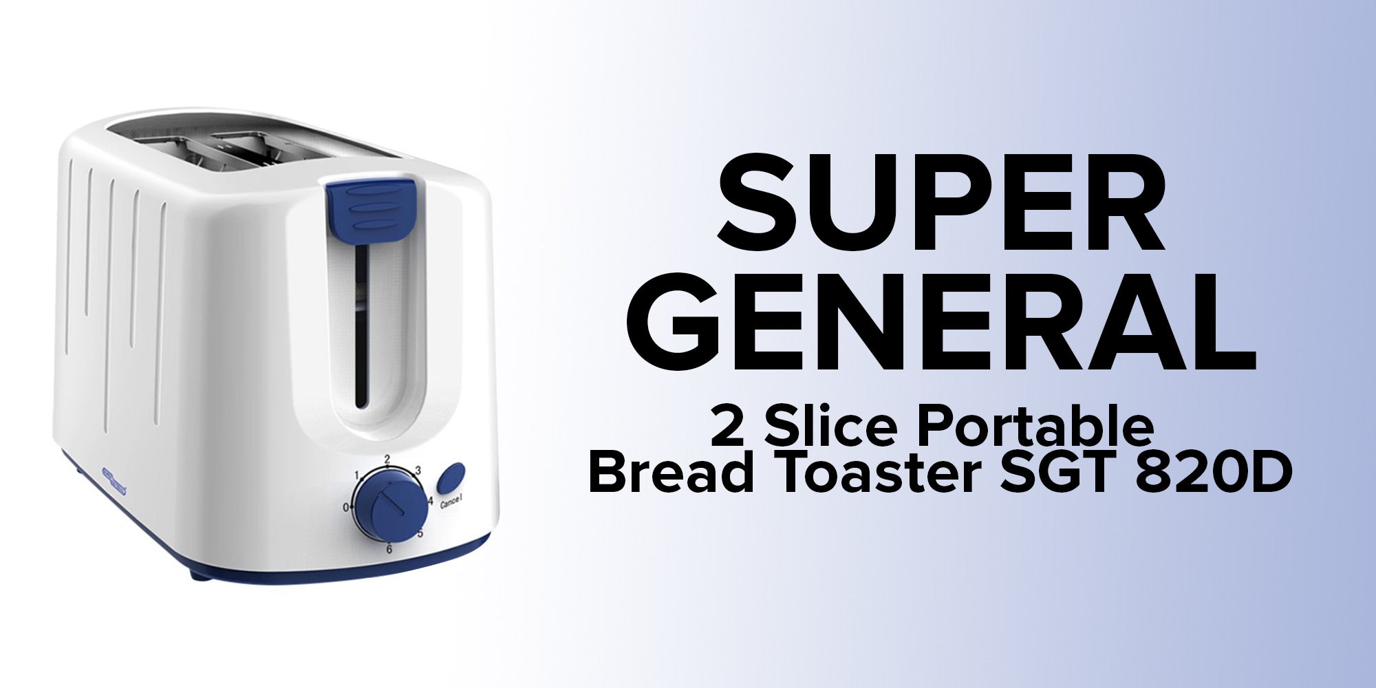 2 Slice Portable Bread Toaster 650.0 W SGT 820D White