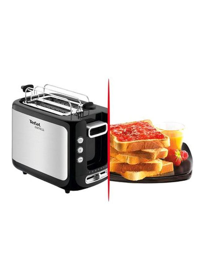 Toaster | Express | 2 slots | 7 Levels of Toasting | Defrost Function | Bin Warmer Accessory | Stainless steel | 2 Years Warranty 850 W TT365027 Black/Silver