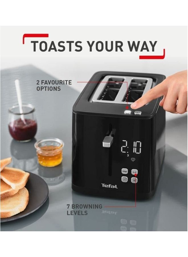 Toaster | SmartN'Light Digital Toaster | 2 Slots | 7 Levels of Toasting | Defrot and Reheat Functions | Settings Saving Function | Safe to Touch |   2 Years Warranty 850 W TT640840 Black