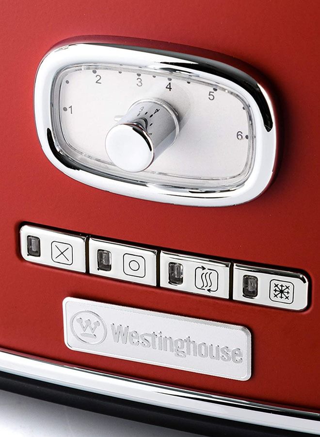 Westinghouse Retro 4-Slice Toaster Red - Six Adjustable Browning Levels - with Self Centering Function & Crumb Tray