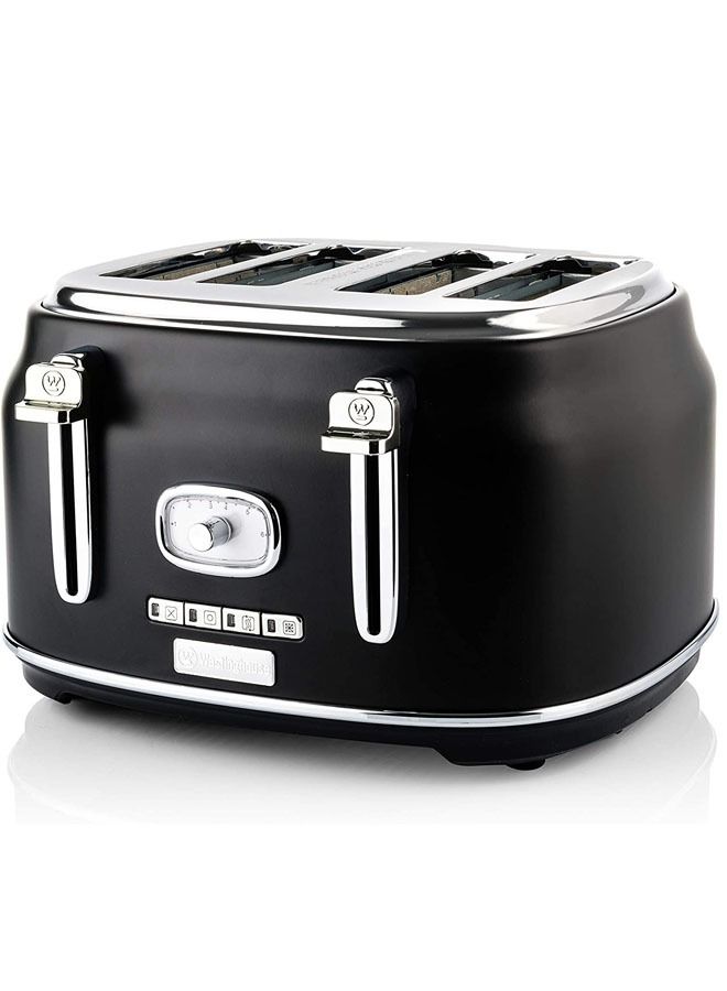 Westinghouse Retro 4-Slice Toaster - Six Adjustable Browning Levels  with Self Centering Function and Crumb Tray Black