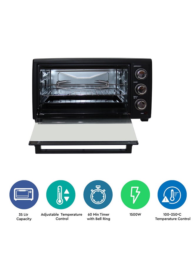 Electric Oven Black 35 Litres 1500W Stainless Steel Heating Element Rotisserie With Timer NEO36 35 L 1500 W NEO36 Black