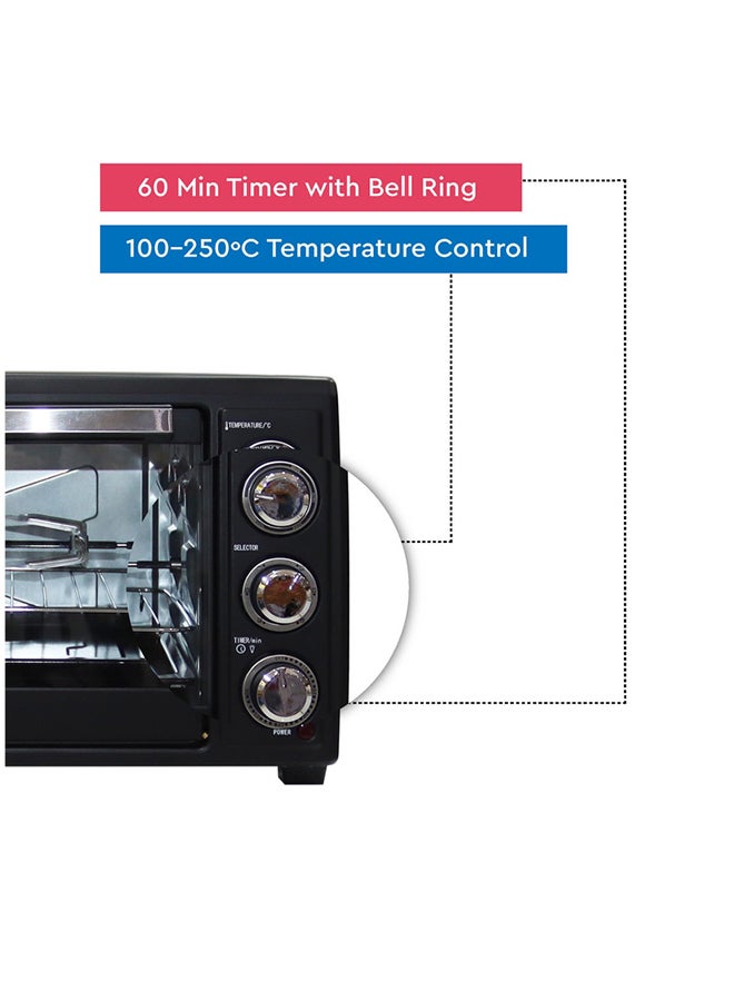 Electric Oven Black 35 Litres 1500W Stainless Steel Heating Element Rotisserie With Timer NEO36 35 L 1500 W NEO36 Black