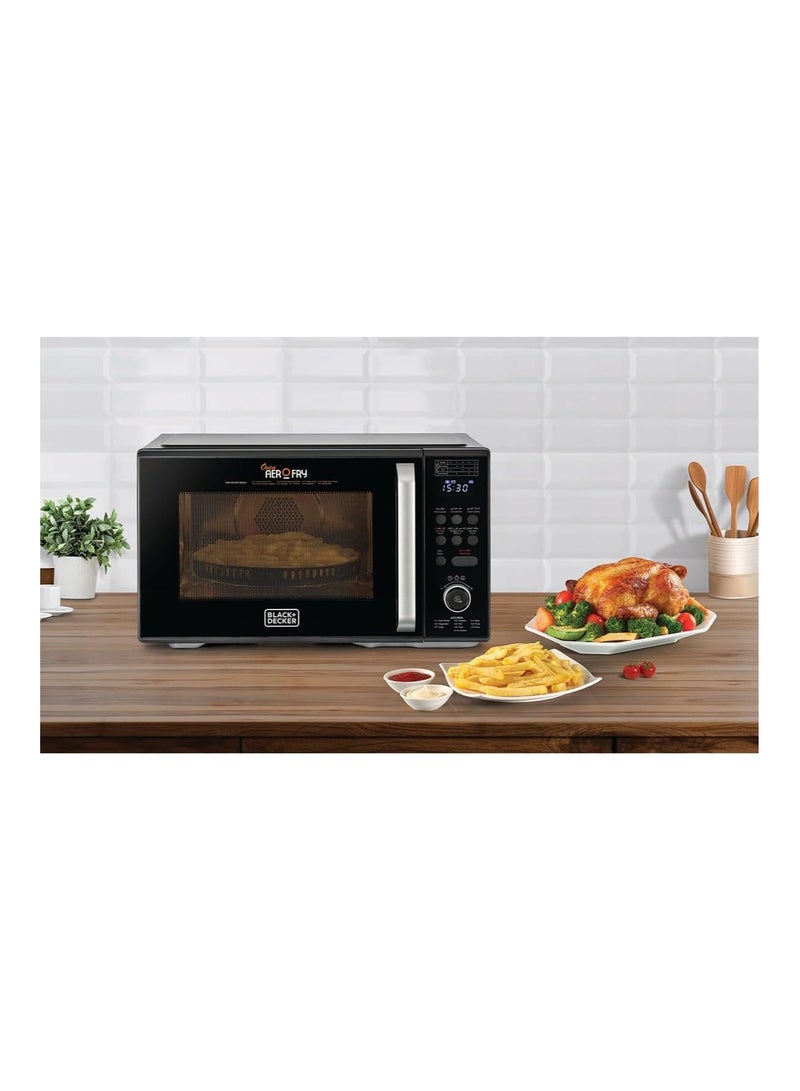 4-in-1 Digital Microwave Oven With Air Fryer, Grill & Convection, 29L Capacity, 10 Auto Cook Menus, 9 Air Fry Presets, 5 Power Levels, LED Light, Ideal for Families 29 L 1000 W MZAF2910-B5 Black