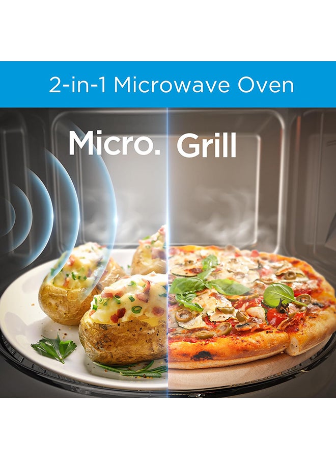 2-In-1 Microwave Oven With Grill, Digital Touch Control, Child-Safety-Lock, 11 Pre-Programmed Menus, LED Display, Grilling Roasting And Cooking Functions, Full Glass Finish 29 L 900 W EG9P032MX Silver