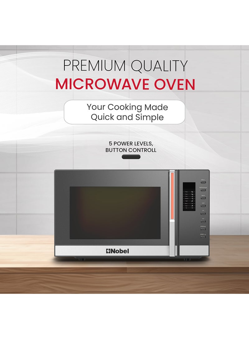 23 Liters Microwave Oven Button Control, 60mins Setting Time, 5 Power Levels, Cooking End Signal, Defrost Setting with 1 Year Warranty 23 L 1000 W NMO30D Black