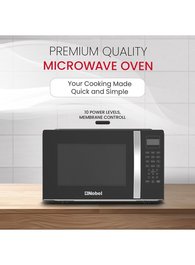 42 Liters Capacity Microwave Oven, Membrane Control, Defrost Setting, 8 Auto Menu Cooking, 10 Power Levels, Silver Handle Door Opening with 1 Year Warranty 42 L 1500 W NMO55D Black