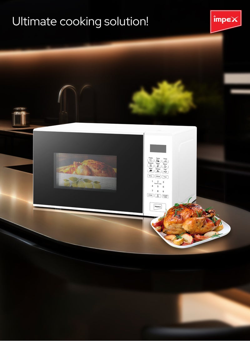 30L Digital Microwave Oven Stylish Push Button Glass Door Multiple Cooking Menus 30 L 900 W MO 8102A White