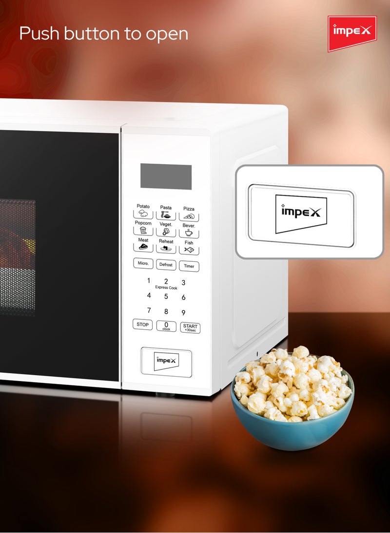 30L Digital Microwave Oven Stylish Push Button Glass Door Multiple Cooking Menus 30 L 900 W MO 8102A White