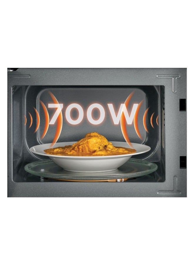 Microwave Oven, 20L, 700W, 5 Power Levels, Defrost Function, 35-Min Timer, 255mm Glass Turntable for Even Cooking, Easy-Clean Cavity, Stylish Chrome Knobs 20 L 700 W MZ2005P-B5 Black