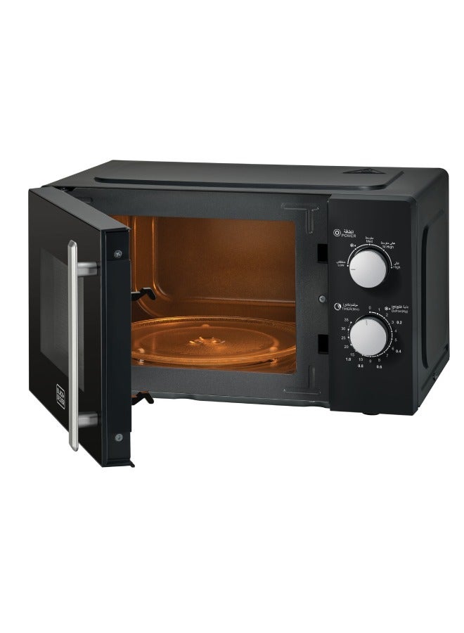Microwave Oven, 20L, 700W, 5 Power Levels, Defrost Function, 35-Min Timer, 255mm Glass Turntable for Even Cooking, Easy-Clean Cavity, Stylish Chrome Knobs 20 L 700 W MZ2005P-B5 Black