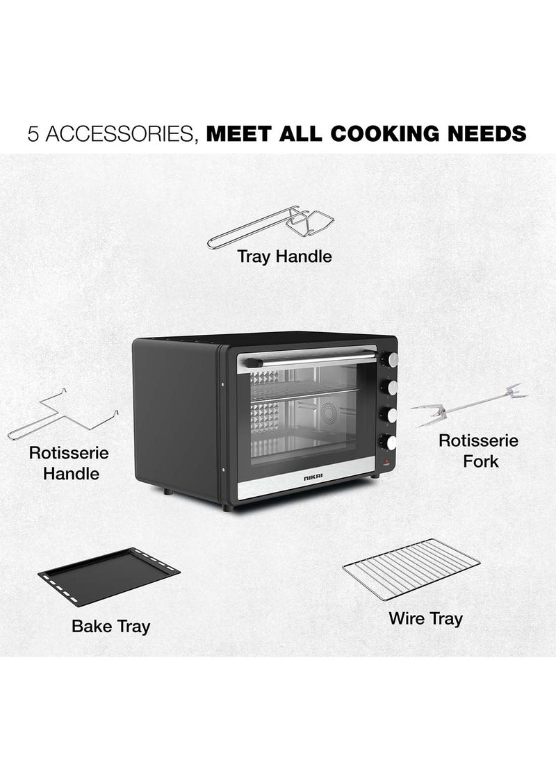Oven, Rotisserie Function And 120 Minutes Timer With Stay On, Multiple Accessories, High-Efficiency Heating, Indicator Light 75 L 2200 W NT75RCZ Black
