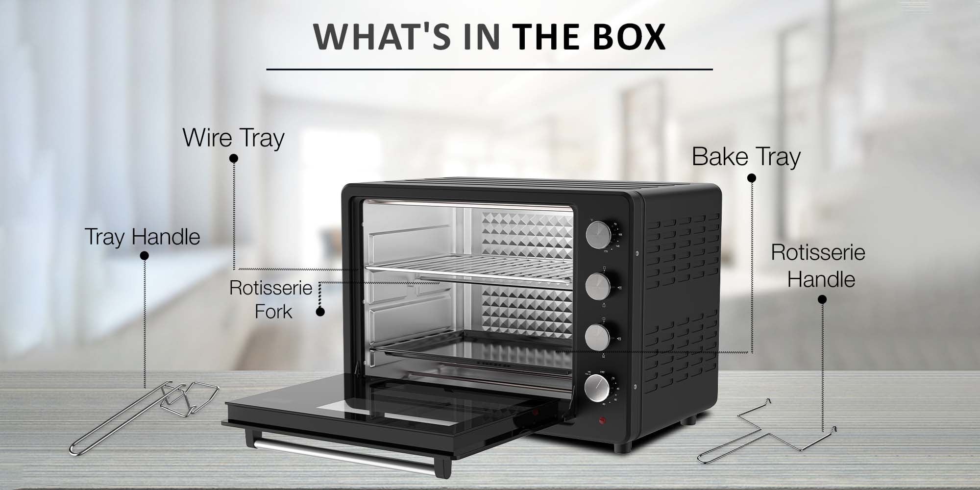 Oven, Rotisserie Function And 120 Minutes Timer With Stay On, Multiple Accessories, High-Efficiency Heating, Indicator Light 75 L 2200 W NT75RCZ Black