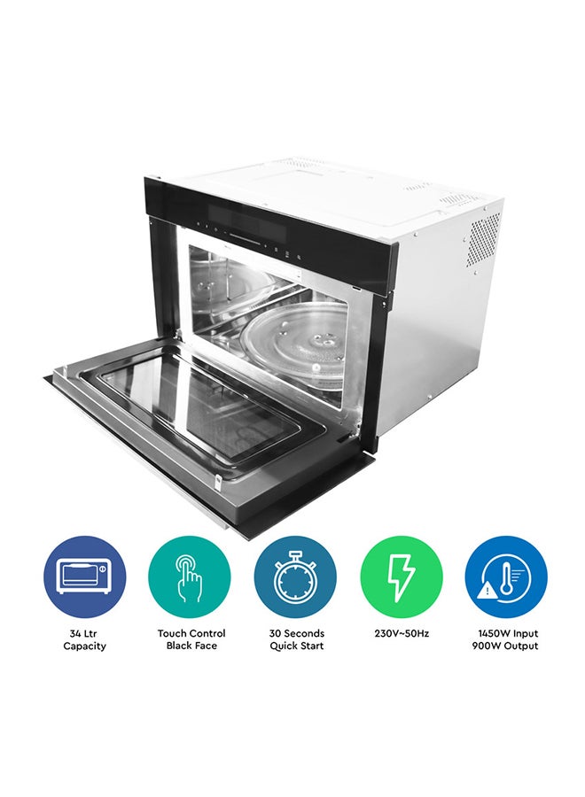 34L Built-in Microwave Oven, Touch Control Black Face, Stainless Steel Cavity, Microwave, Grill, Convection, End Signal & Child Safety Lock, 30 Seconds Quick Start, 10 Auto Menus, 5 Power Levels, 1100W Grill & 2300W Convection Power 34 L 1100 W NMO34BI Black