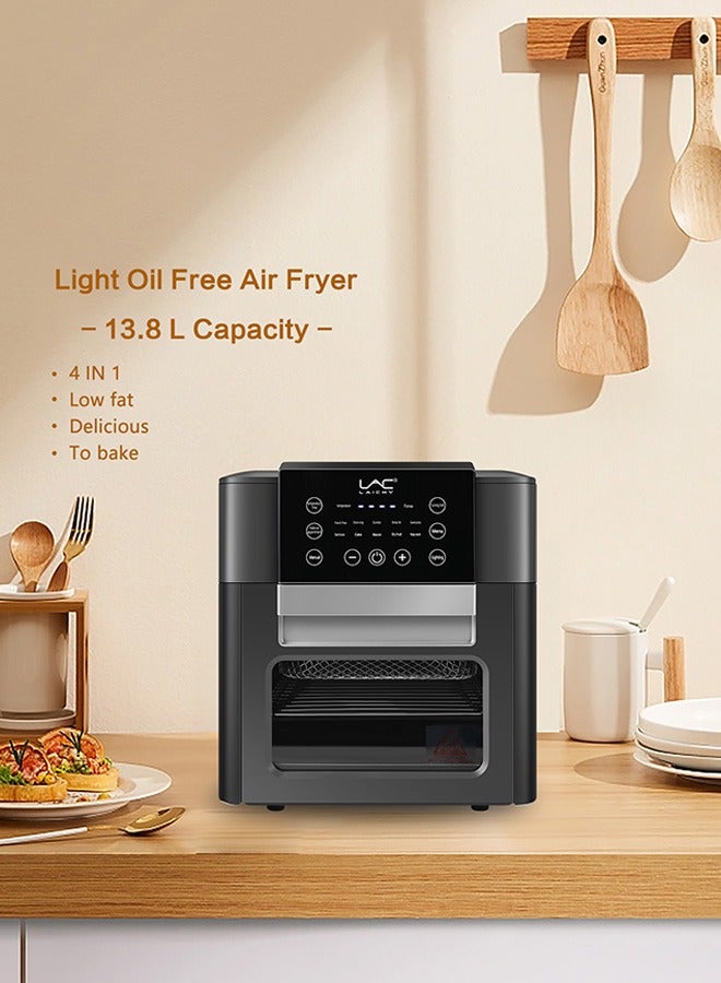 13.8L Large Size AirFryer 360° Turbo Airflow Tech One touch Panel, and 10 Presets Family Size Countertop Nonstick Air Fryers Elegant Stainless Steel Design