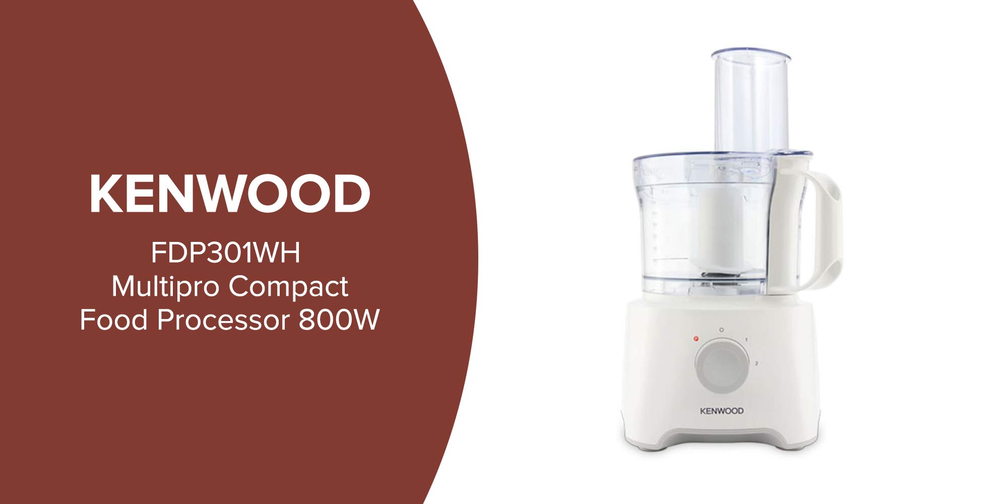 Food Processor Multi-Functional With Reversible Stainless Steel Disk, Blender, Whisk With Bowl Capacity 2.1L, 1.2 L 800.0 W FDP301WH White