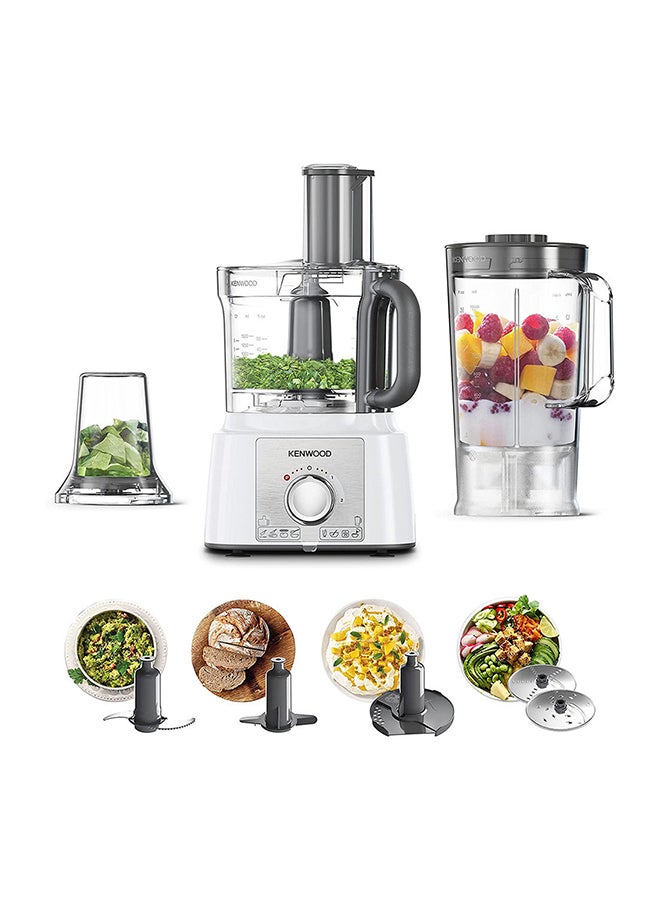 Food Processor, Bowl, 1.5L Blender Bowl, Multi Mill, 7 Processing Tools, 3 L 1000 W FDP65.400WH, FDP65.450 white