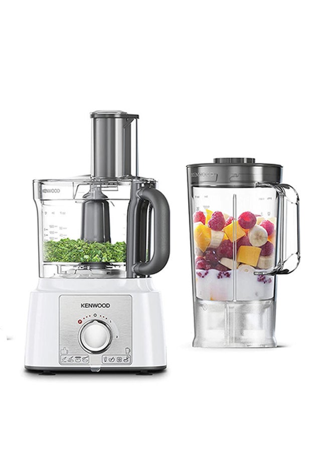 Food Processor, Bowl, 1.5L Blender Bowl, Multi Mill, 7 Processing Tools, 3 L 1000 W FDP65.400WH, FDP65.450 white