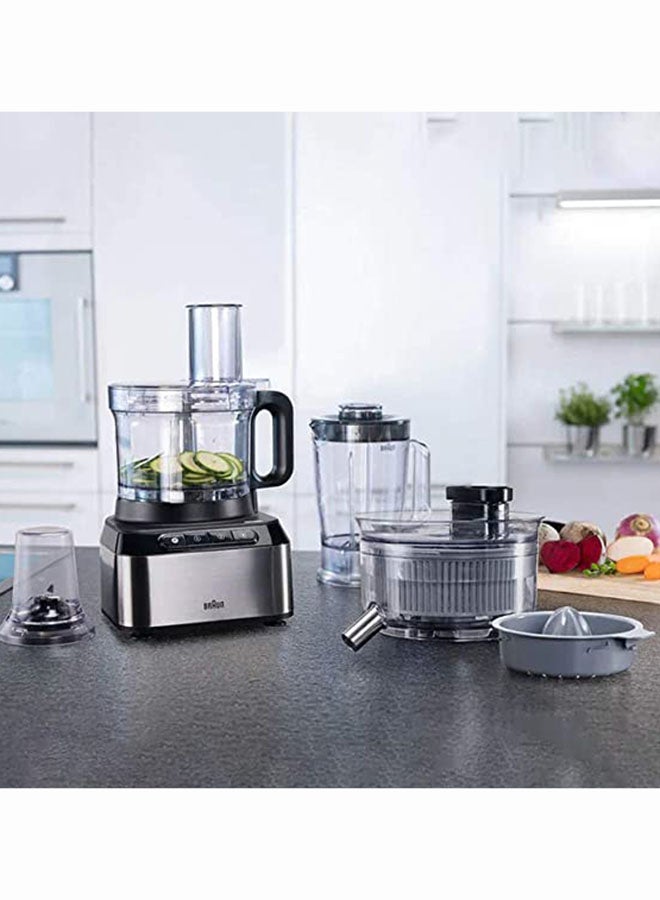 Food Processor 12 in 1, 2 Speeds, Pulse Function, 2.1L Bowl capacity, 1.2L Blender, Slicing and Grating disc, Citrus Juicer, Juice Extractor, Dough, 2.1 L 800 W FP3235SI Grey