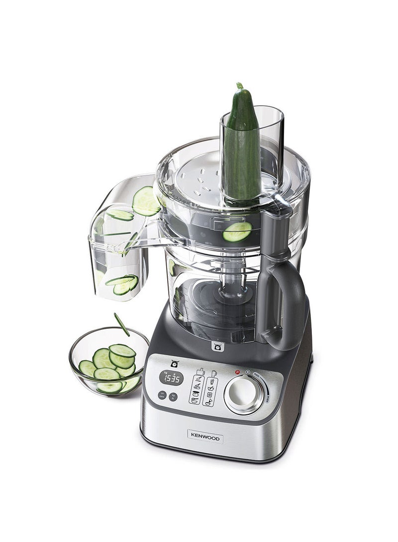 Food Processor With Blender, Grinder Mill, Dual Metal Whisk, Dough Maker, Citrus Juicer, Express Serve/Salad Maker, Kitchen Scale/Weighing Tray 1000 W FDM71.690SS silver