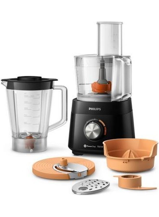 Food Processor 5000 Series - 2 Speeds, 6 Accessories including 1.5L Bowl & 1.5L Blender Jar, 1.5 L 750 W HR7302/90 Black