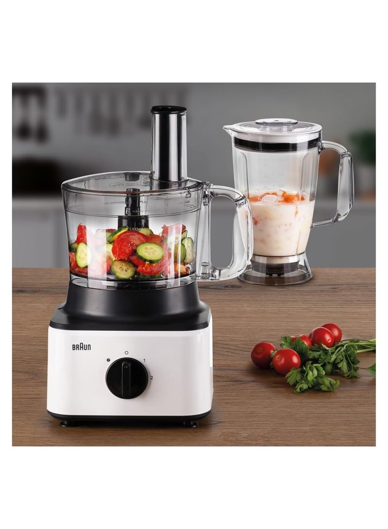 8-In-1 Food Processor System With Bowl And 1.8 L Blender/2 Speed Button And Pulse 2.1 L 750 W FP 0132 White