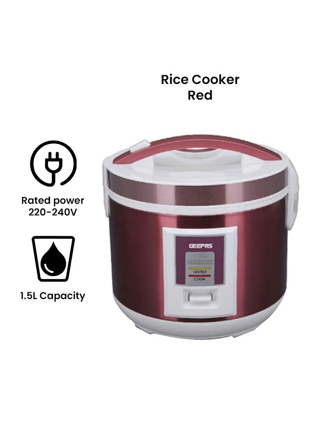 Multifunctional Automatic Rice Cooker with Stainless Steel Body & Non-Stick Inner Pot 1.5 L 708 W GRC4328N Red