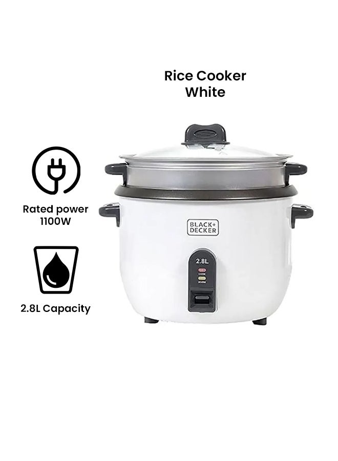 Rice Cooker, 2-in-1 Non Stick With Steamer 2.8 L 1100 W RC2850-B5 White