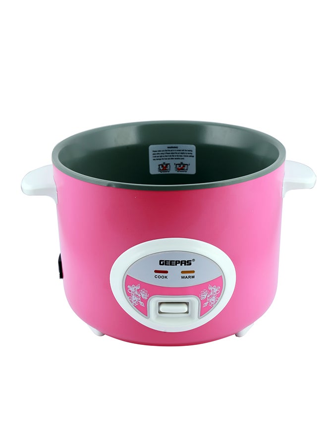 Deluxe Ricer Cooker- Non-Stick Inner Pot, Stainless Steel Body | Cook/Steam/Keep Warm Function| Make Rice & Steam Healthy Vegetables | 2 Years Warranty GRC4329 Pink/Silver