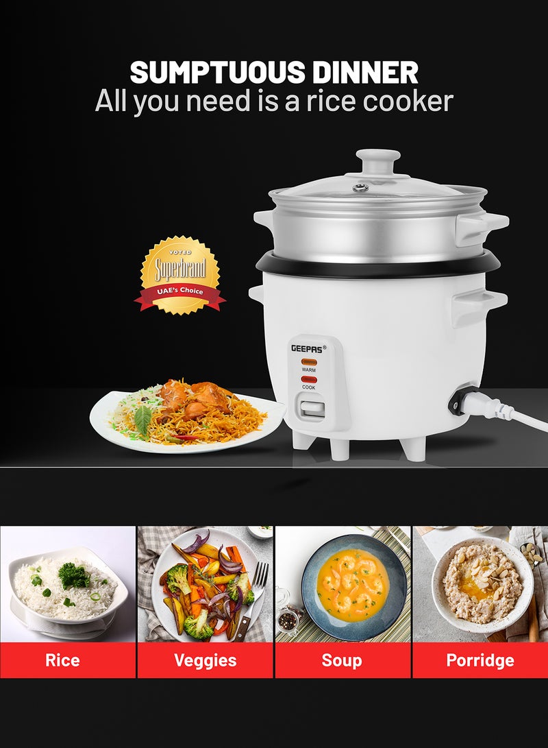 Automatic Rice Cooker 3 in 1 Functions Non-Stick Inner Pot Automatic Shut Off with Overheat Protection 0.6 L 300 W GRC4324N White