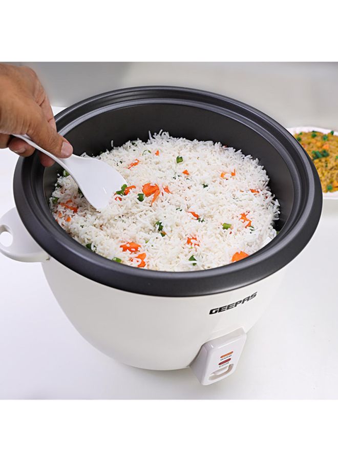 Electric Rice Cooker with Non-Stick Inner Pot and Toughened Glass Lid| Includes Cook, Steam, and Warm Functions| White Powder Coated Housing, Aluminum Outer Steamer 2.8 L 1000.0 W GRC4327 White/Black