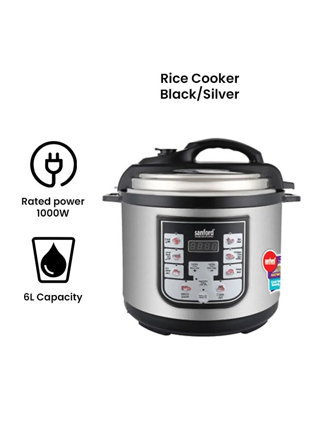 Electrical Pressure Cooker with 8 Preset Functions 6.0 L 1000.0 W SF3200EPC Black/Silver