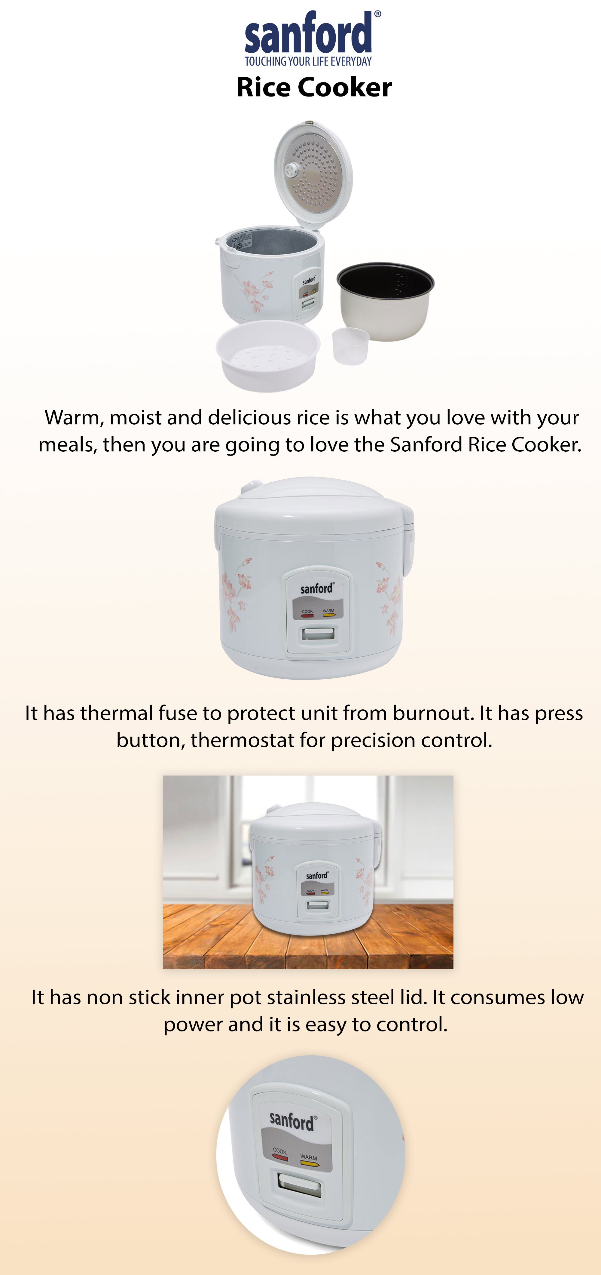 RICE COOKER 1.5 L 500 W SF1187RC-1.5L BS White