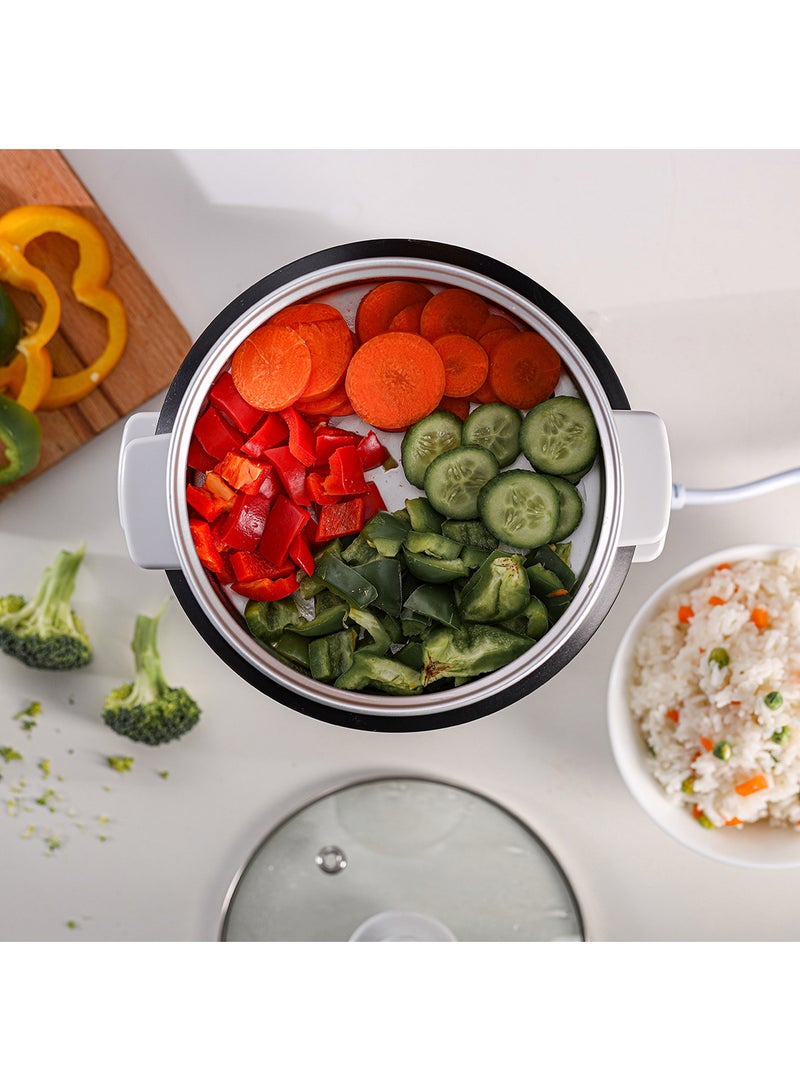 Multifunction Rice Cooker Includes Cook & Keep Warm Functions With Tempered Glass Lid, Aluminum Inner Steamer/ Removable Non-Stick Pot/Cool Touch Handle/Durable Construction 1 L 400 W GRC4325H White