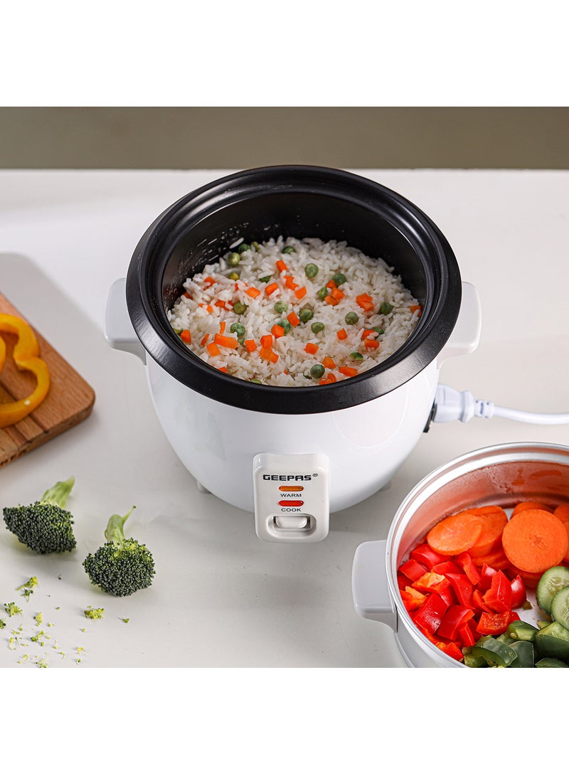 Multifunction Rice Cooker Includes Cook & Keep Warm Functions With Tempered Glass Lid, Aluminum Inner Steamer/ Removable Non-Stick Pot/Cool Touch Handle/Durable Construction 1 L 400 W GRC4325H White