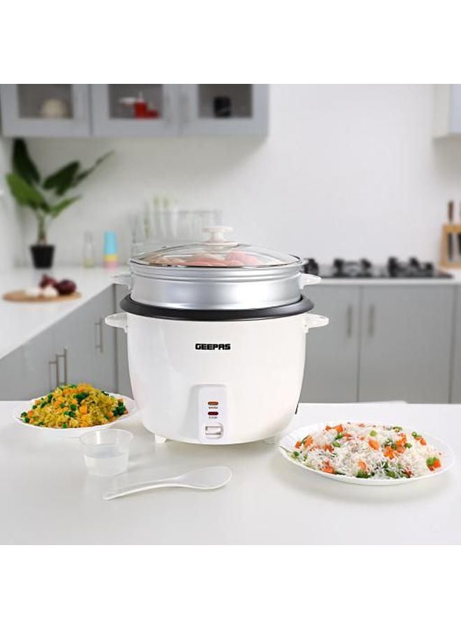 Automatic Rice Cooker - Steam Vent Lid & Simple One Touch Operation |Make Rice, Steam Healthy Food & Vegetables, 3 In 1 Functions, Tempered Glass LID 1.5 L 500.0 W GRC35011 White/Black/Clear