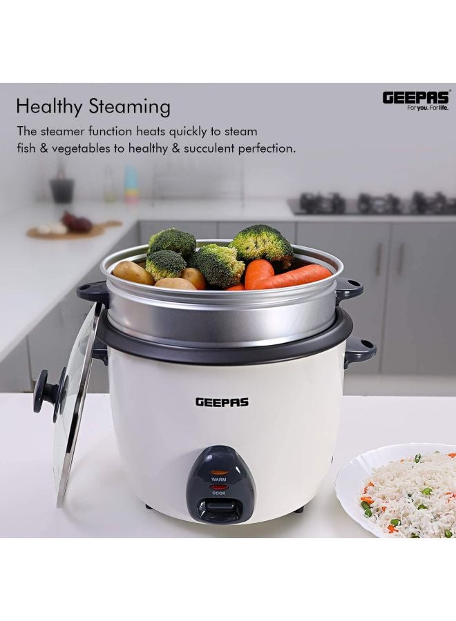 Automatic Rice Cooker - Steam Vent Lid & Simple One Touch Operation |Make Rice, Steam Healthy Food & Vegetables, 3 In 1 Functions, Tempered Glass LID 1.5 L 500.0 W GRC35011 White/Black/Clear