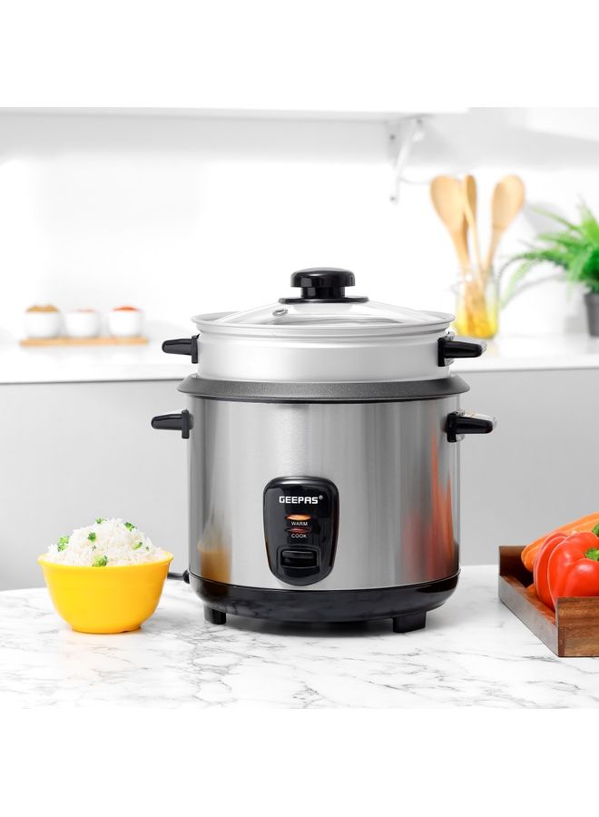 Multifunctional Rice Cooker With Removable And Non Stick Inner Pot Tempered Glass Lid 1.5 L 500.0 W GRC35040 Silver