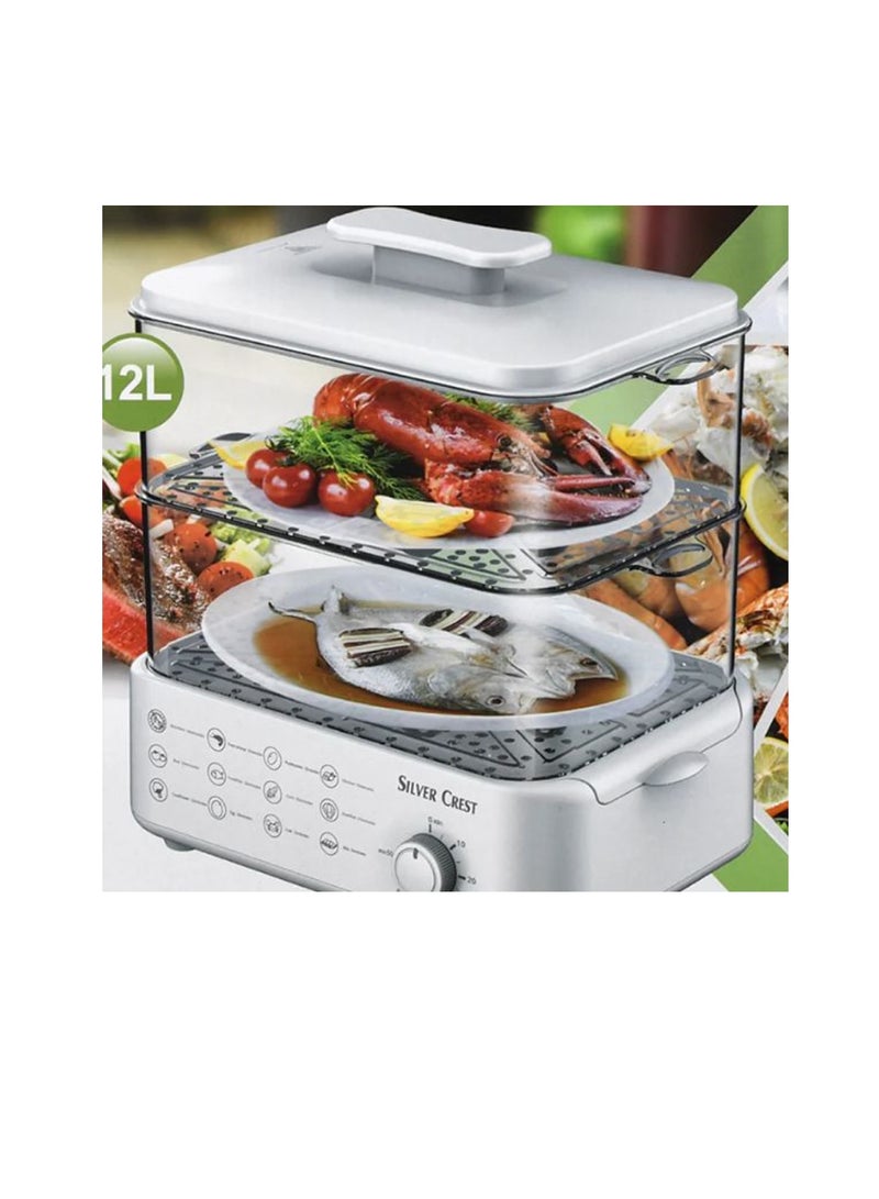 Household Two Tier Electric Food Steamer Cooker Multifunction Electric Steamer Vegetable Heating Breakfast Machine 12L Capacity 12 Multifunctional Modes 1500W Steamer