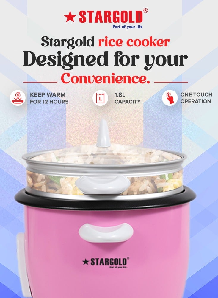 Electric Rice Cooker 1.8 Liter Automatic 700W Multi Cooker for Healthy Cooking