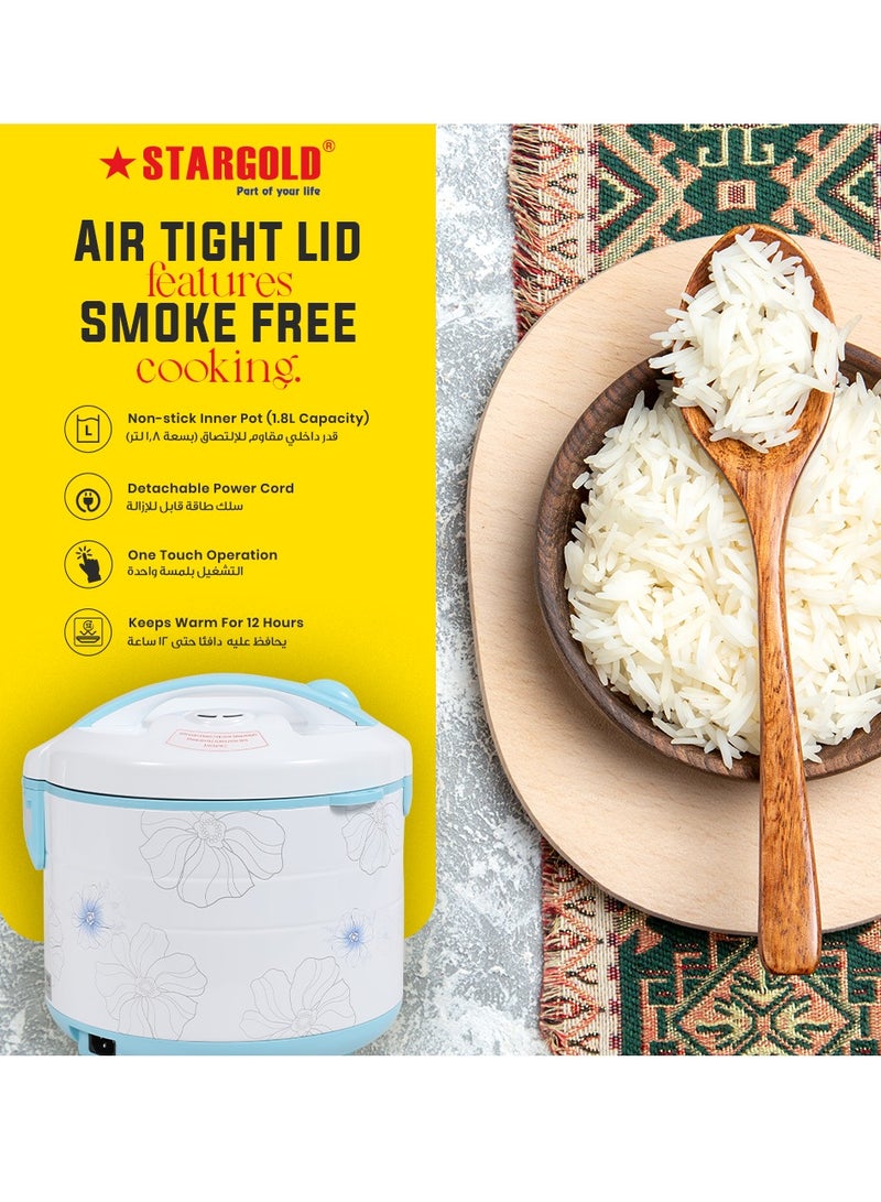 Electric Rice Cooker 1.8 Liter Automatic 700W Multi Cooker for Healthy Cooking
