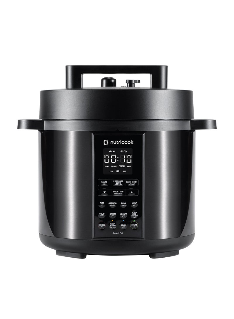 Smart Pot 2, 8 Liters, 9 In 1 Electric Pressure Cooker, Slow Cooker, Rice Cooker, Steamer, Saute Pot, Yogurt Maker & More, 12 Smart Programs With New Smart Lid, 2 Years limited Warranty 8 L 1200 W SP208K Black