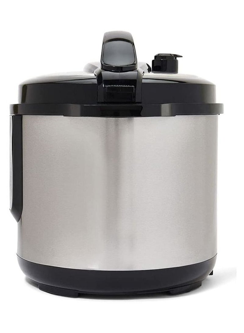 Dessini 6L Stainless Steel Round Electric Pressure Cooker with Lid, Silver/Black