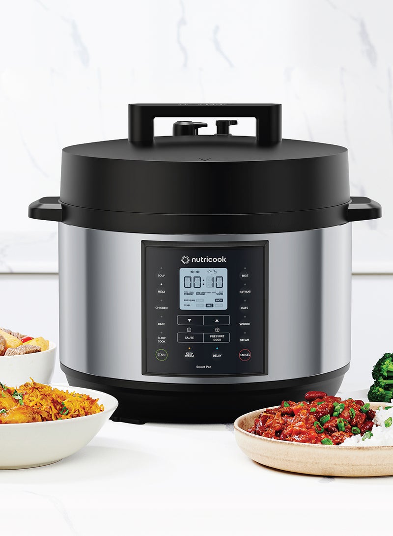 Smart Pot 2 Plus 9 Appliances in 1 Pressure Cooker Slow Cooker Rice Cooker Steamer Sauté Pot Yogurt Maker Soup Maker Cake Maker and Food Warmer 9.5 L 1500 W SP210L Silver/ Black